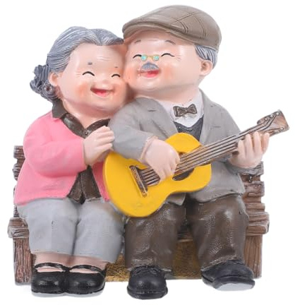 Figurine di Coppia di Anziani in Resina Marito Figure Torta Topper Nonni Anniversario di Matrimonio Regalo Regalo Regali a Casa Decori da Tavolo