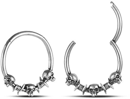 ERKUOO 1 Paar Ohrgewichte Kleiderbügel Anti-Allergie Reifen Einfache Totenkopf Ohrstöpsel Körperschmuck Piercing baumeln Gauges Tunnles Ohrringe 2mm