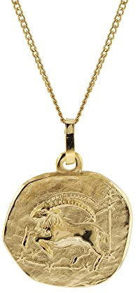 trendor Halskette mit Sternzeichen Steinbock Gold 333/8K Ø 16 mm 41920-01 | klassischer Tierkreiszeichen Anhänger für Damen oder Herren, zeitloser Halsschmuck