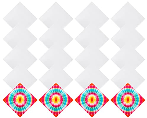 Geebuzz 20 Stück weiße Bandanas für Batikfärbung DIY Sublimation Blanko Baumwolle Bandanas Plain Taschentücher Stirnband Kopfwickel 55,9 x 55,9 cm