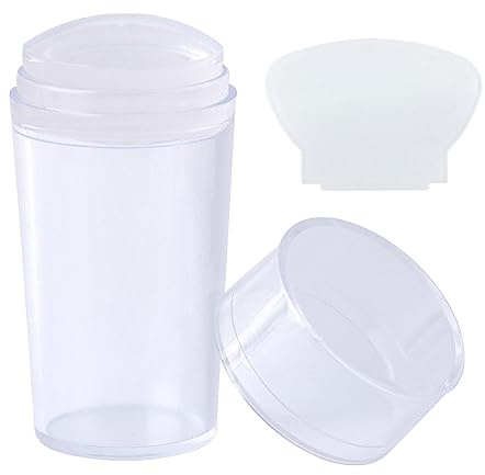 Klar Nail Art Stamper Schaber Set,Silikon French Maniküre Stempel,Nagel Jelly Stempel,mit Kappe,Für DIY Nagelkunstwerkzeuge Zubehör,für French Smile Line Werkzeuge(Transparent)