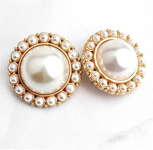 Nähknöpfe, dekorative Knöpfe, Kleiderknöpfe, 10 Stück, 15/20/25 mm, modische Blusenknöpfe for Kleidung, DIY-Nähmaterial, Zubehör, goldene Perle, 15 mm (Farbe: Silberdiamant, Größe: 25 mm) ( Color : Go