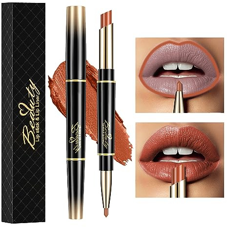 HOUSN Lippenstift und lipliner set,langanhaltende, antihaftbeschichtete Tasse, verblasst nicht, wasserdicht, Lippenstift-Make-up, für Frauen(11#Kürbisfarbe)