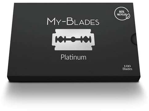Rasierklingen für Rasierhobel, My-Blades Platinum, 100 Doppelklingen, eisgehärteter Edelstahl mit Platinbeschichtung, sanft zu empfindlicher Haut, von Profis entwickelt
