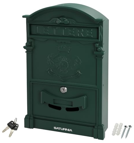 WOLFPACK LINEA PROFESIONAL Cassetta della posta da giardino in alluminio pressofuso verde palazzo 255 x 410 x 90 mm.