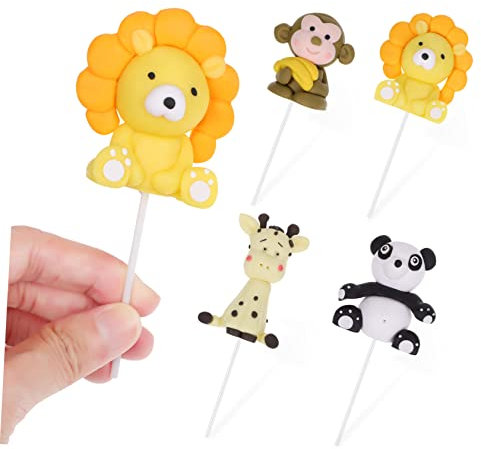 SAFIGLE 4stücke Teiliges Von Tier-cake-toppern Panda Affe Giraffe Geburtstagsdeko Für Mädchen Für Dschungel Und Waldpartys Sicheres Material Lustige Tortendekoration Für