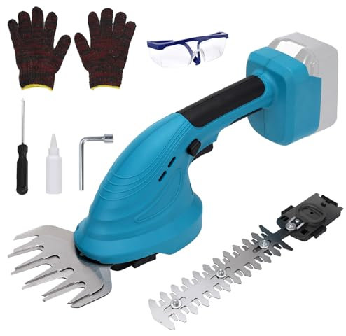 Akku Gras- und Strauchschere Set Kompatibel mit Makita 18 Akku (ohne Akku, ohne Ladegerät), Rasenkantenschere und Strauchschneider, 14cm Strauchtrimmer, 13cm Grasmesse