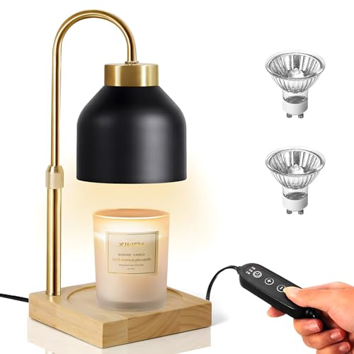 XIWOA Electric Candle Warmer Lamp with 2H/4H/8H Timer Dimming Height Adjustable Safety Night Lamp, Home Scented Jar Candles Decor Gifts Black