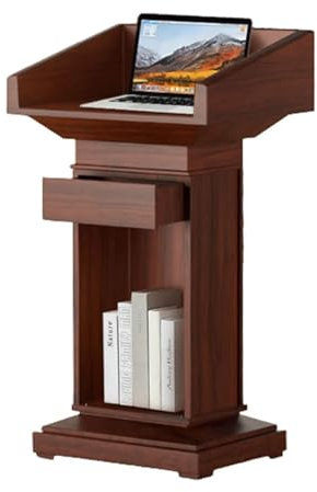 CAFIEDR Rednerpult-Podiumsständer, Luxuriöser Rednerpult-Podiumsständer aus Holz mit offener Ablage, Podien, Kanzeln für Kirchen, Konferenztisch, tragbare Lehrerpodeste