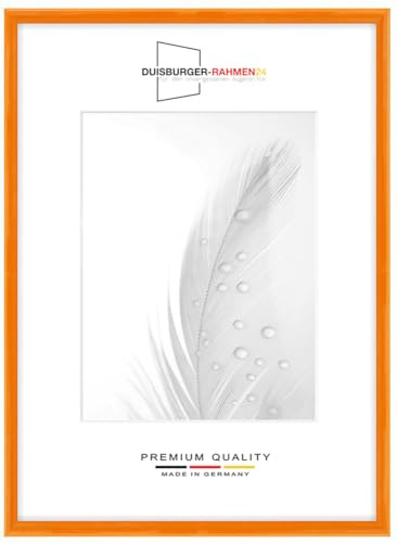 Cornice portafoto in legno sottile, 24 x 34 cm, arancione lucido, con vetro sintetico infrangibile e antiriflesso | cornice per poster, puzzle | collage fotografico DR121