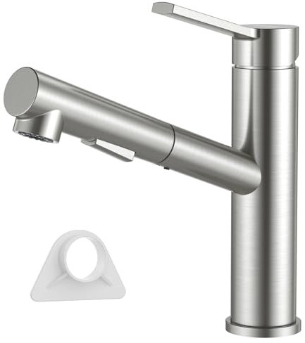 DAYONE Robinet de cuisine avec douchette extensible, en acier inoxydable SUS304 haute pression, robinet d'évier de cuisine avec 2 types de jet, robinet rotatif à 120 °, mitigeur de cuisine pour