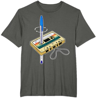 Cinta Cassette Vintage Y Bolígrafo Friki Divertido Años 80 Camiseta
