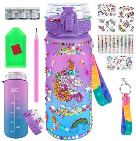 Botella de Agua Unicornio Personalizada para Ninos | Kit Completo con Accesorios, Pegatinas | 60 cl sin BPA | Pintura con Diamantes, Actividades para Nina y Nino | Idea Regalo | OriginalCorner®