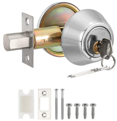 PATIKIL Keyed Alike Single Cylinder Deadbolts, Keyed Entry Door Knob Anti-Theft Exterior Door Hardware for Front Door and Entrance Door, Silver