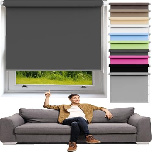 Fensterrollo Rollo 30 x 210 cm Sichtschutz Hitzeschutz Seitenzugrollo für Fenster Und Tür, Dunkelgrau