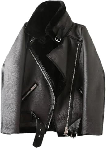 Pohullan Damen mit extra dicker, warmer Jacke, extra Lammfedern, Reiterjacke, Schwarz , L