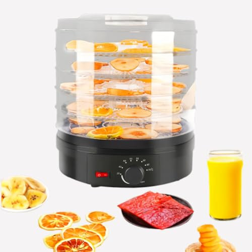 Food Dehydrator Machine, 350W Power Fruit and Vegetable Dehydrator, Adjustable 35-70°C, 5 Stackable Trays, Easy To Adjust Thermostat, for Fruits, Vegetables, Mushrooms, Sausages