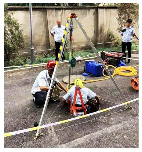 Trépied de Sauvetage d'urgence avec treuil et Dispositif de Protection Contre Les Chutes, système de trépied de Levage pour Espace confiné/égout/Tuyau Souterrain et Tunnel, équipement de lev