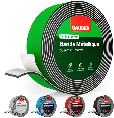 GAUDER Metallband selbstklebend grün I Magnethaftband ideal für Tonies®-Figuren & -Regale I Magnetband für Magnete | Ferroband I Eisenband (3 m)