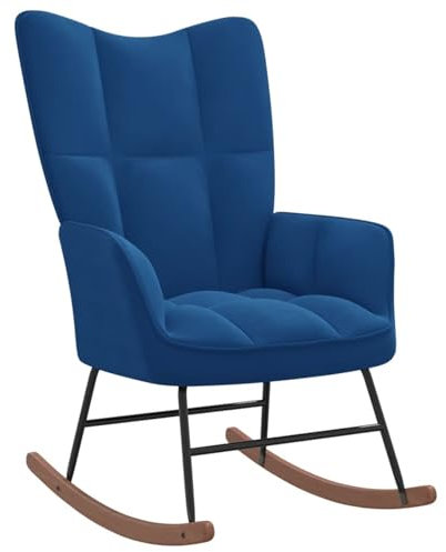 Gecheer Schaukelstuhl Schwingsessel Relaxstuhl Schwingstuhl Polsterstuhl Wippstuhl Schaukelsessel Relaxsessel Blau Samt