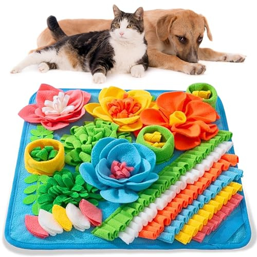 PANTIDE Non-slip Snuffle Mat for Dogs, Pets Slow Feeding Training Mat Interactive Feeding Game Puzzle Toys for Boredom, Stress Relief Mental Stimulation Treats for Small Medium Large Pets, 39x39cm