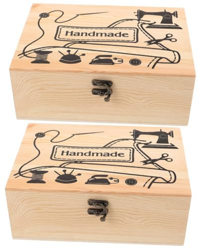 TEHAUX 2stücke Nähkasten Mit Deckel Aufbewahrungsbox Für Nadeln Und Nähzubehör Multifunktionale Holzbox Für -projekte Und Kreative Bastelarbeiten Langlebig Und Für Zuhause