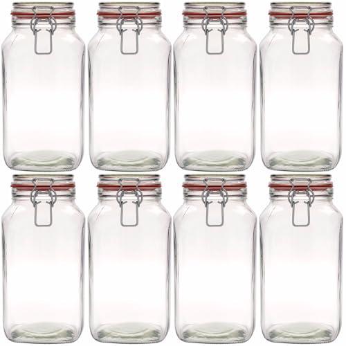 Flaschenland - 9x Drahtbügelgläser 2590ml | luftdichte Vorratsgläser, Einmachgläser | Ideal Aufbewahrung von Lebensmitteln in der Küche | Mehl, Zucker, Kaffee, Nudeln, Reis, Müsli | Made in Germany