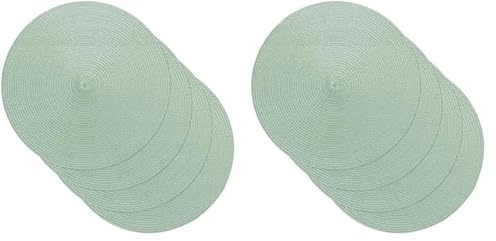 Venilia Tischset Grün Rund, Platzset, Tischwäsche, Platzdeckchen für Esszimmer, gewebt, 4er Set, lebensmittelecht, 38 cm, 4 Stück, 59123 (Packung mit 2)