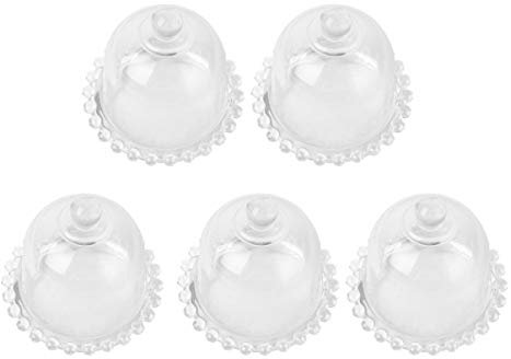 COLLBATH Cloche à Gâteau en Verre Lot de 5 Couvercles Alimentaires Petite Taille Protection Épaissie pour Gâteaux et Salades Couvercles Cuisine