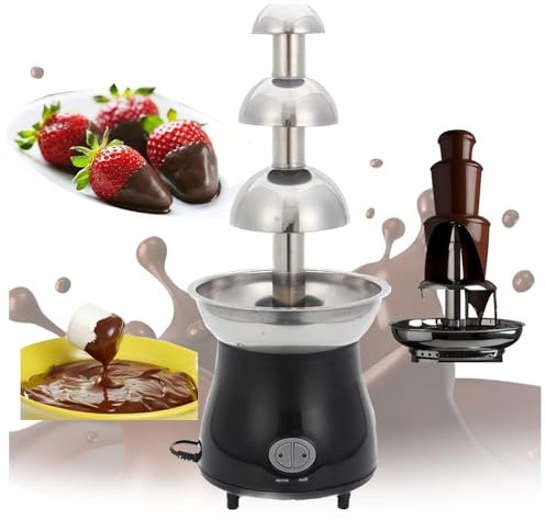 JMOUZHG Fontane di Cioccolato elettriche a 3 Livelli, Macchina per la Fusione della fonduta in Acciaio Inossidabile/Cioccolato, Montaggio/Funzionamento rapido