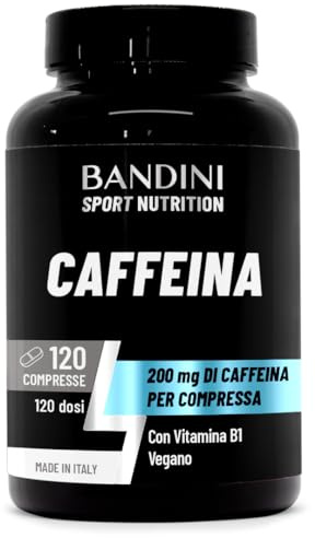 Bandini® Caffeina 200 mg con Vitamina B1 | 120 Compresse | Integratore per Energia e Metabolismo | Caffeine Anidra Tabs ad Alta Concentrazione | Facile da Deglutire | Prodotto in Italia | No Zuccheri