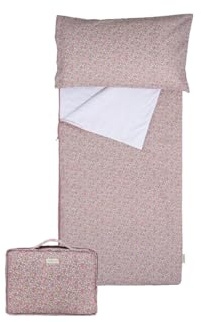 molis&co - Schlafsack Kinder mit Kissenbezug - Baby- und Kinderschlafsack-Set aus Baumwolle 140x70 cm und Kissenbezug 45x75 cm - Kindertagesstätte Kindergarten 100% Baumwolle (Oeko-Tex 100) - Peony