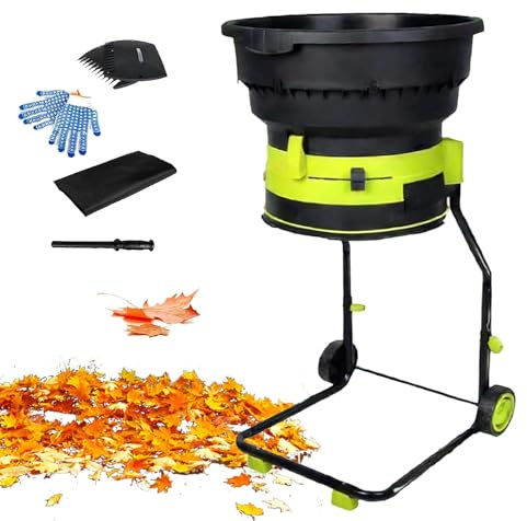 Naturalpowev Broyeur de Feuilles sans Lame Électrique, Broyeur Vegetaux pour Compost 8000 TR/Min, Collecteur Feuilles Taux 17:1 Nettoyage Jardin 10m-Powercord