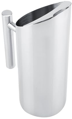 Bewinner Jarra de Agua de Acero Inoxidable de 2L con Protector contra Hielo y Ergonómico, Jarra para Beber Fría para el Hogar, Hotel, Restaurante, Servicio de Bar (1L)