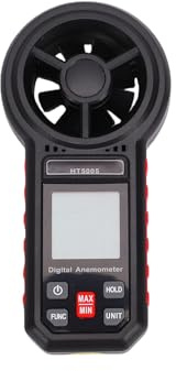 AMONIDA Digital Anemometer, Handheld Wind Speed Meter with Backlight LCD and Hygrometer Thermometer, Ideal for HVAC Drone Flying Sailing Golf Outdoor Activities