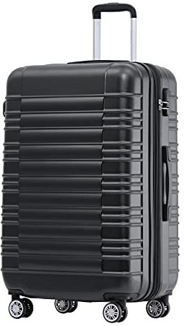 BEIBYE Reisekoffer 2088 Hartschalekoffer Gepäck Koffer Trolley Bordcase Handgepäck M in 14 Farben (Schwarz)
