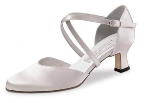 Werner Kern brudskor Patty 5,5 LS – satin vit – normal – 5,5 cm flare klack – Made in Italy, Vit, 42 EU