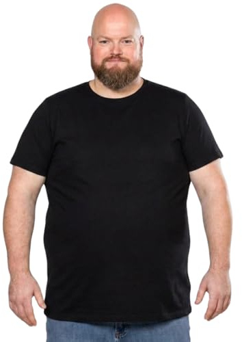 8XL T-Shirt für Männer mit Übergröße Bauchumfang Herren Rundhals Basic Tshirt Übergrößen. 8XL-B (für bauchumfang 170-178 cm) Schwarz