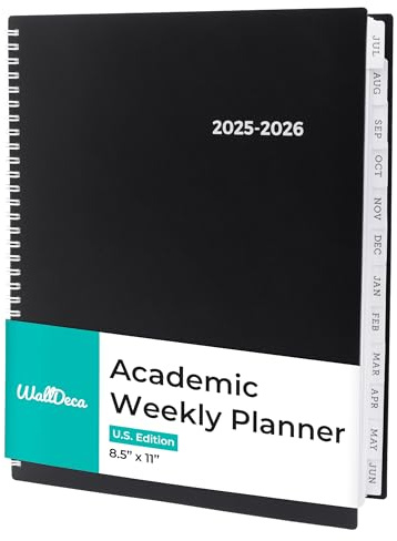 WallDeca Wochenplaner 2020-2021 - Akademischer Wochen- & Monatsplaner, Juli 2020-August 2021, flexibler Einband, Notizseiten, Doppelspiralbindung