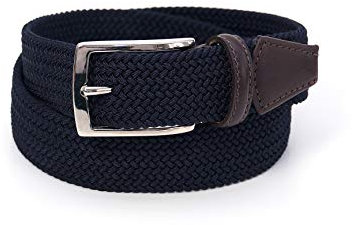MERCHANDISING So Milano Herren Flechtgürtel/Stretchgürtel Dunkelblau Made in Italy (M = 95 cm)
