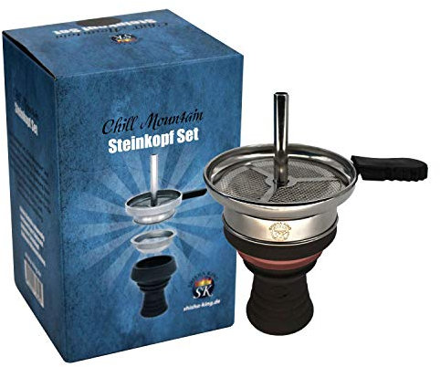 Shisha King® Shisha Kopf Premium Steinkopf Kaminkopf Set + Zubehör | V2A Kaminaufsatz inkl. Gummigriff + Kopfsieb | viel Rauch✓ intensiver Geschmack✓ (rosa)