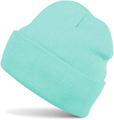 styleBREAKER Stickad barnmössa med uppvik,Mint