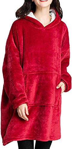 TRISTIN Thicken Sherpa Fluffle Sweatshirt Blanket Warm Cozy Oversized Wearable Pocket Blanket Hoodie pour Hommes, Femmes et Adolescents, Taille Unique