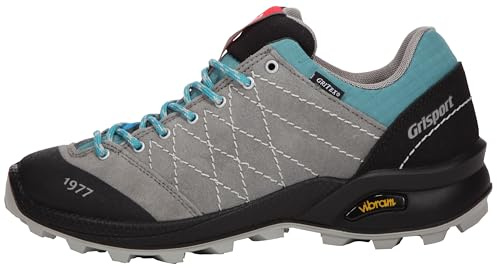 Grisport Scarpe basse in vera pelle, con lacci Tundra Vesuvio, antracite/turchese, grigio., 41 EU