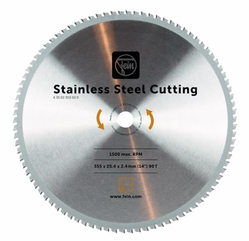 FEIN Sägeblatt Edelstahl ø 355 mm (Zubehör für Metallkappsäge MKAS 355, Maße 355 x 25,4 x 2,4 mm, 90 Zähne) 63502303000