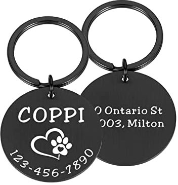 Pet ID Tags Pet Dog Collar Accessories Custom Dogs Name Tags Anti Lost Personalized Cat Dog Puppy ID Tag Pendant Engraved,black,S 20.00 x 20.00mm