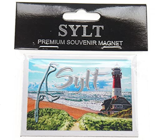 Sylt Nordsee Magnet Metall Laser Souvenir Germany Meer Strand Inselumriß