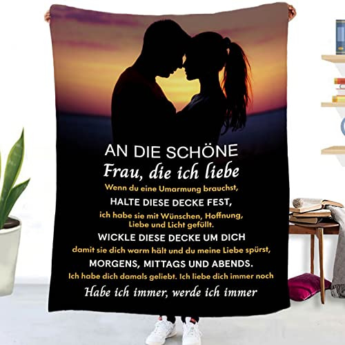 Tospass Kuscheldecke Personalisierte Decke Zwischen Paaren Decke Flanell Briefdecke Positiv Ermutigen Nachricht Brief Decke Tv-Decken Geschenk Hochzeitstag Valentinstag Geburtstag 150x200 cm