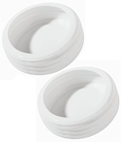 Reptile Food Bowls Ceramic Round Reptile Water Food Dish, Pet Food Bowl for Lizards, Small Snakes, Young Bearded Dragons, Gecko Tortoise Spider (White, Medium-2Pack)