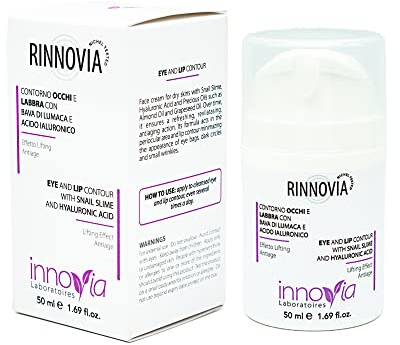 Innovia | Crema Contorno Occhi e Labbra Antirughe Effetto Lifting Antiage Idratante con Bava di Lumaca e Acido Ialuronico - Riduce Borse e Occhiaie - 50 ml - Made in Italy